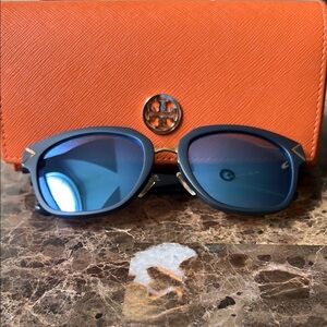 Tory Burch Blue and Gold Sunglasses Sporty Design